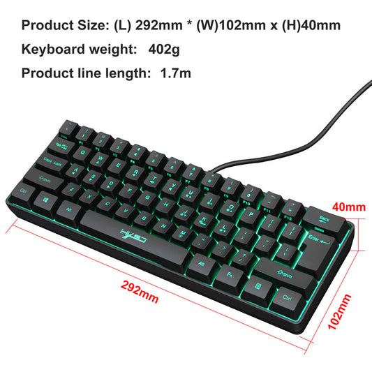 61-key Gaming RGB Light Mini Keyboard