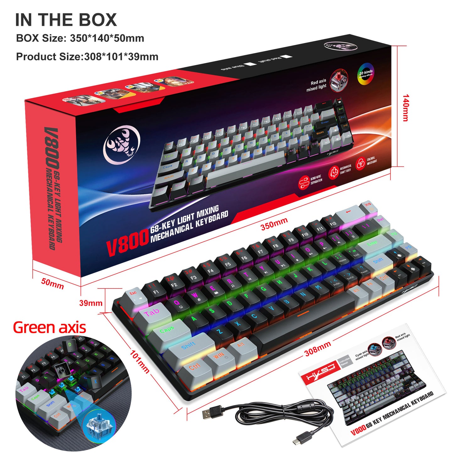 Mechanical Gaming Keyboard Double Injection