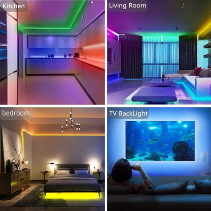 LED Strip Lights Lamp 5050 RGB Flexible Tape Diode 5M Controller Room Décor