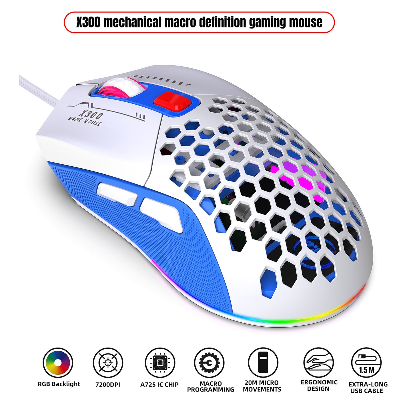 Hollow Out Wired E-sports MOUSE RGB Luminous Lightweight