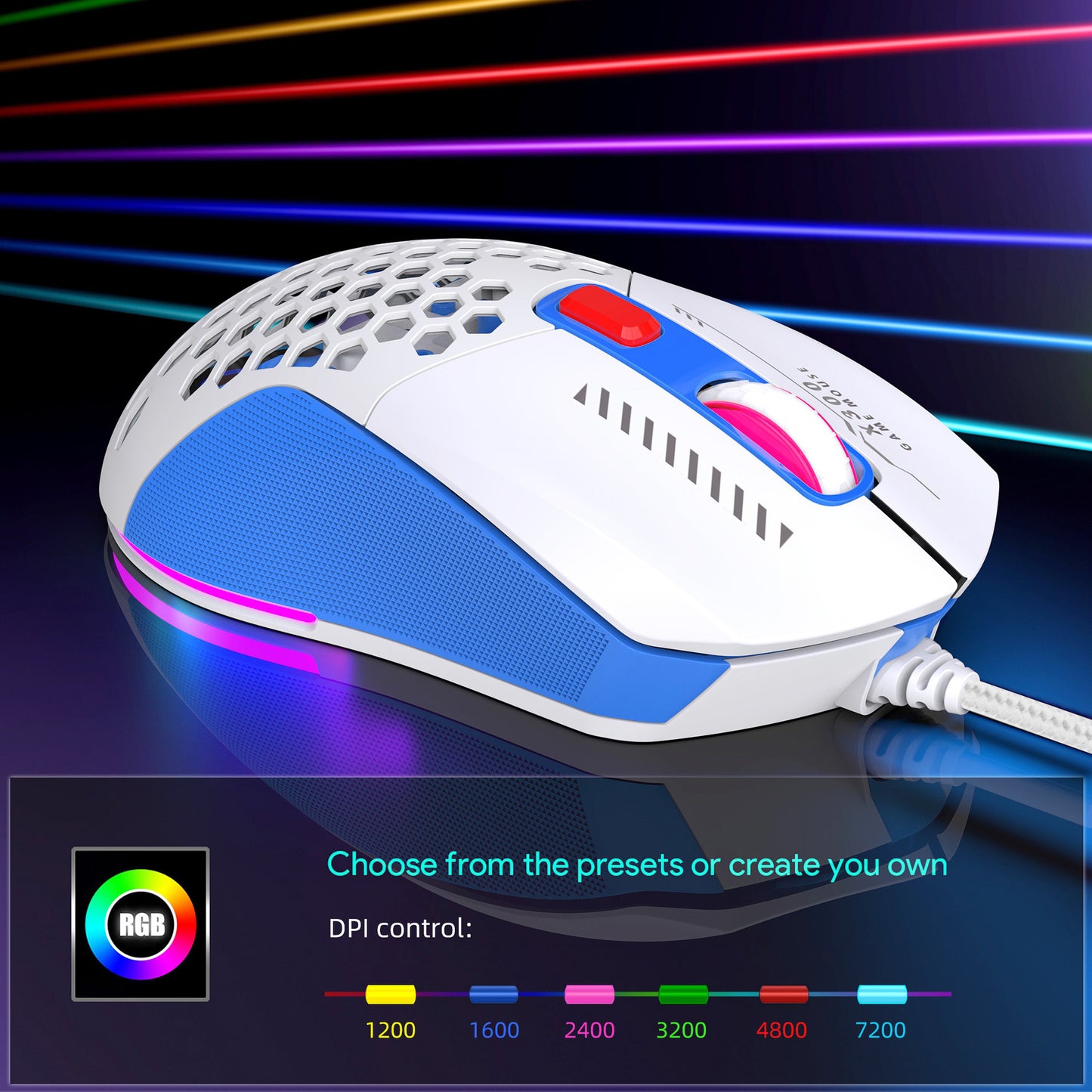 Hollow Out Wired E-sports MOUSE RGB Luminous Lightweight